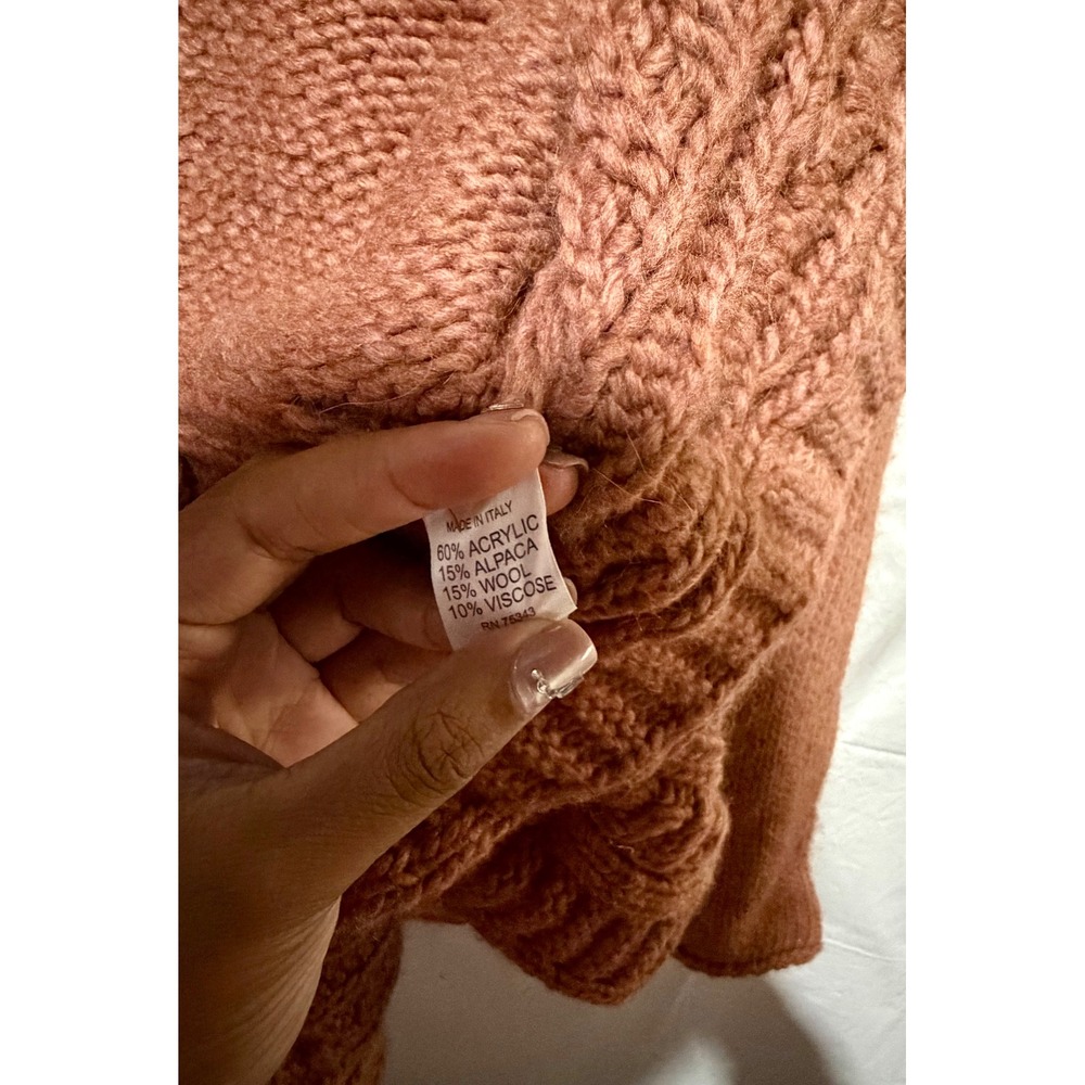 Elsamana Italian Wool Alpaca Blend Peplum Cardigan Rust Brown color Size small - Picture 6 of 7